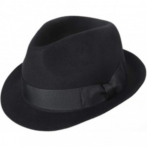 Fedoras Unisex Wool Trilby Felt Fedora Hats Short Brim Panama Jazz Bowler Hat - 138-black - CF18L9RLLG9 $42.17