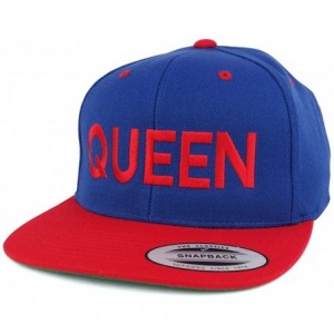 Baseball Caps Queen Two Tone Embroidered Flat Bill Snapback Cap - Royal Red - CE17YXNILD4 $39.45