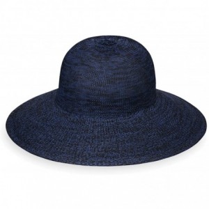 Sun Hats Women's Victoria Diva Sun Hat- Packable Straw Hat - Mixed Navy - CM18M2CDZE6 $81.45