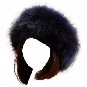 Cold Weather Headbands Women's Faux Fur Headband Soft Winter Cossack Russion Style Hat Cap - Navy - CE18L8HSCHQ $25.12