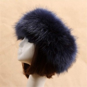 Cold Weather Headbands Women's Faux Fur Headband Soft Winter Cossack Russion Style Hat Cap - Navy - CE18L8HSCHQ $12.22
