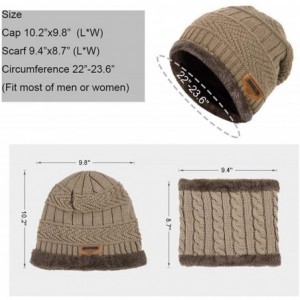 Skullies & Beanies Men Beanies Hat Winter Thick Warm Knit Skull Cap Hat Scarf Set - Khaki Set - C4194GOWZKX $18.29