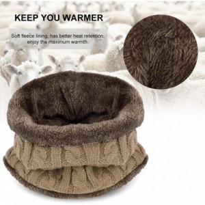 Skullies & Beanies Men Beanies Hat Winter Thick Warm Knit Skull Cap Hat Scarf Set - Khaki Set - C4194GOWZKX $18.29