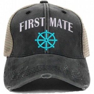 Baseball Caps Custom Hat Captain First Mate Trucker Hat Distressed Trucker Embroidered Baseball Cap - C018X7KE53A $51.12