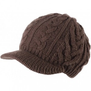 Skullies & Beanies Women's 100% Wool Knit Visor Beanie Newsboy Cap - Coffee89231 - C718IL7C47O $18.86