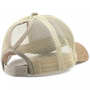 Baseball Caps Baseball Cap for Women- Sequins Outdoor Trucker Hat Ponytail Holder Visor Snapback - Gold B - CT18T25NT9A $17.99