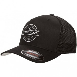 Baseball Caps Flexfit 6511 Truckers Caps - Black With White Logo - CO12D0K36XB $33.86