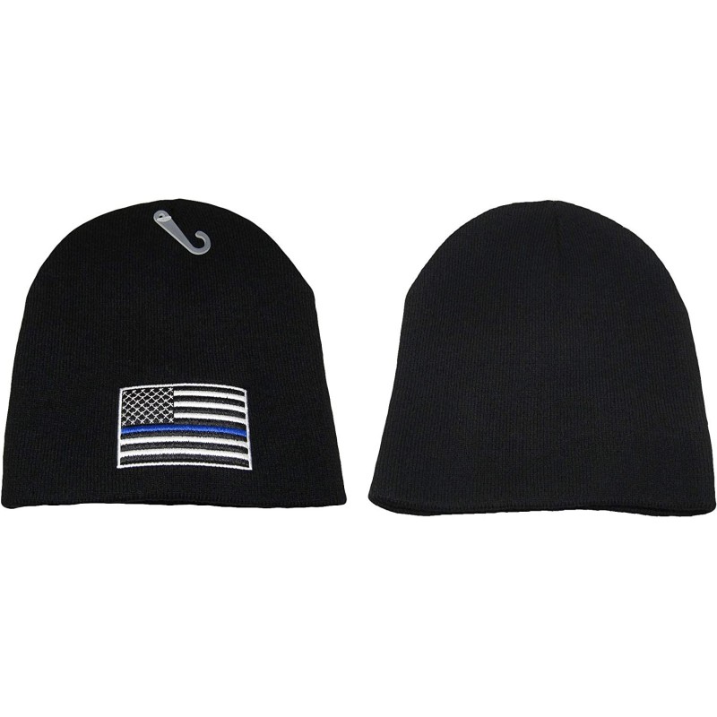 Skullies & Beanies USA Blue Line Police Memorial Law Enforcement Patch Black Plain Back Embroidered Beanie Hat - CO18KOS3NLL ...