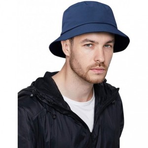 Sun Hats Waterproof Bucket Hats for Men Plain Color Outdoor Fisherman Sun Caps - Navyblue - CH18RUYOCYT $32.96