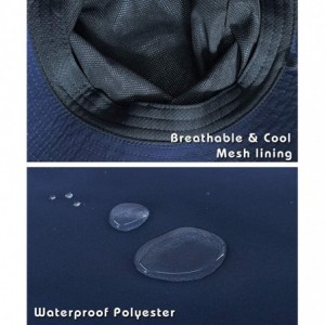 Sun Hats Waterproof Bucket Hats for Men Plain Color Outdoor Fisherman Sun Caps - Navyblue - CH18RUYOCYT $19.00