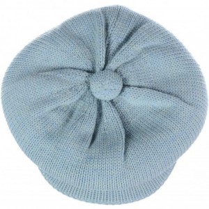 Skullies & Beanies Womens Winter Visor Cap Beanie Hat Wool Blend Lined Crochet Decoration - Pale Blue Lines - CK18WHUW052 $36.26