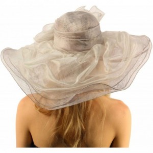 Sun Hats Victorian Layered Sinamay Floral Feathers Derby Floppy Wide 7"+ Dress Hat - Gray - CP17WXCG247 $97.59