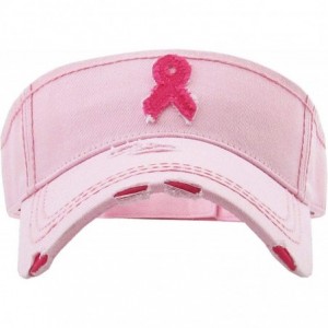 Visors Womens Baseball Cap High Ponytail Bun Half Visor Adjustable Athletic Hat - Breast Cancer Ribbon - Pink - C218SC8MELD $...