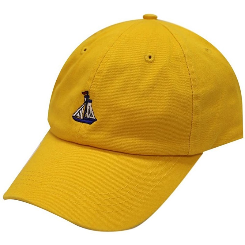 Baseball Caps Boat Small Embroidered Cotton Baseball Cap - Gold - CL12H0G3NQL $11.44