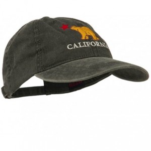 Baseball Caps California with Bear Embroidered Washed Cap - Black - CE11NY2Z7TR $27.56