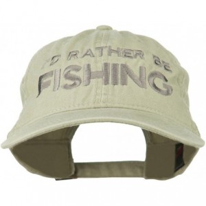 Baseball Caps I'd Rather Be Fishing Embroidered Washed Cotton Cap - Stone - CB11ONYWF4F $25.77