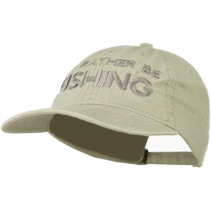 Baseball Caps I'd Rather Be Fishing Embroidered Washed Cotton Cap - Stone - CB11ONYWF4F $25.77