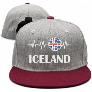 Baseball Caps Unisex Soccer Heartbeat I Love Iceland Cotton Denim Baseball Hat Adjustable - Aburgundy - CQ18EOWNRW6 $40.87