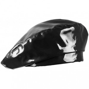 Berets Patent Leather French Style Beret Hat PU Dancing for Women - Black - CY18RA4M86X $24.82