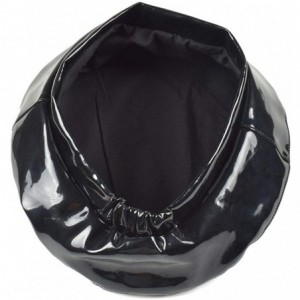 Berets Patent Leather French Style Beret Hat PU Dancing for Women - Black - CY18RA4M86X $12.26