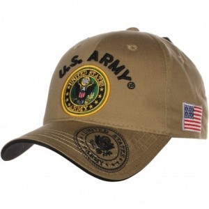 Baseball Caps US Army Official License Structured Front Side Back and Visor Embroidered Hat Cap - U.s Army Khaki Black - C817...