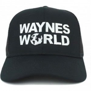 Baseball Caps Wayne's World Embroidered Trucker Mesh Cap - Black - CE12CM2J709 $20.10