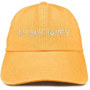 Baseball Caps Uh Huh Honey Embroidered Washed Cotton Adjustable Cap - Mango - C218CUE00MT $35.69