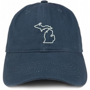 Baseball Caps Michigan State Outline State Embroidered Cotton Dad Hat - Navy - CB18G6EA5UR $38.29