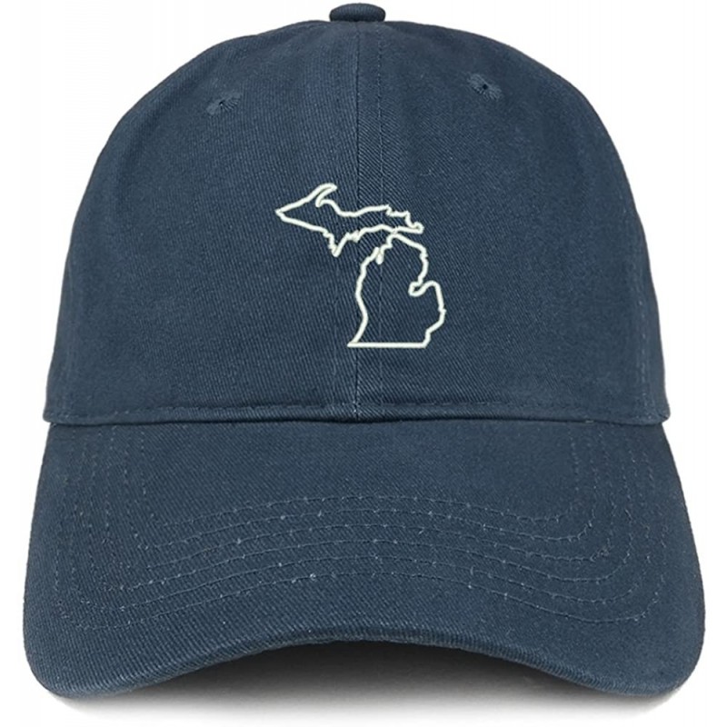 Baseball Caps Michigan State Outline State Embroidered Cotton Dad Hat - Navy - CB18G6EA5UR $39.17