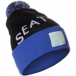 Skullies & Beanies Unisex USA Fashion Arch Cities Pom Pom Knit Hat Cap Beanie - Seattle Black Blue - C212N9R42A6 $21.01
