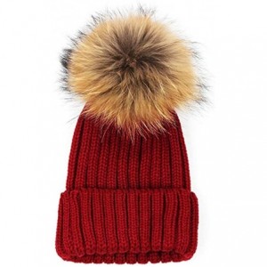 Skullies & Beanies Ponytail Messy Bun BeanieTail Women's Beanie Solid Ribbed Hat Cap - D-1 Pack Red - CA19257SSRC $21.26