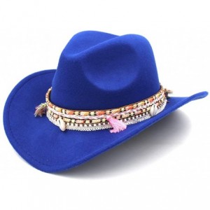 Cowboy Hats Women Wide Brim Western Cowboy Hat Cowgirl Ladies Party Church Costume Cap - Royal Blue - C718R53AUGD $29.00