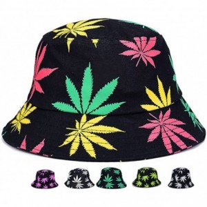 Bucket Hats Weed Bucket Hat Marijuana Unisex - Sun UV Cannabis Leaf Hats Foldable - Multi-colored - CT18G4A7RI5 $22.34