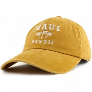 Baseball Caps Maui Hawaii with Palm Tree Embroidered Unstructured Baseball Cap - Gold - C818ZG43O4U $14.98