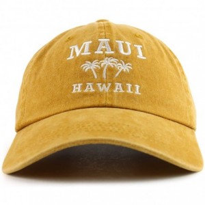 Baseball Caps Maui Hawaii with Palm Tree Embroidered Unstructured Baseball Cap - Gold - C818ZG43O4U $33.42