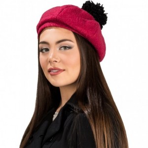 Berets Women Ladies French Classic Beret Chunky Knit Knitted Braided Beanie Cap - Wine - CR12BPOZ9JN $31.81