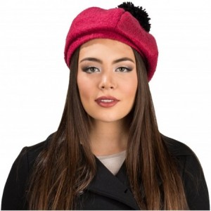 Berets Women Ladies French Classic Beret Chunky Knit Knitted Braided Beanie Cap - Wine - CR12BPOZ9JN $29.61