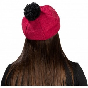 Berets Women Ladies French Classic Beret Chunky Knit Knitted Braided Beanie Cap - Wine - CR12BPOZ9JN $29.61
