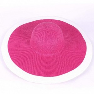 Sun Hats Womens Wide Brim Straw Hat Floppy Beach Sunhat Foldable Summer Cap UPF 50+ - 17cm-rose/White - CY1905WN5AU $54.57