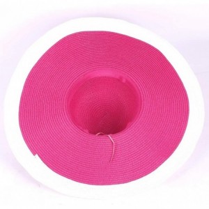 Sun Hats Womens Wide Brim Straw Hat Floppy Beach Sunhat Foldable Summer Cap UPF 50+ - 17cm-rose/White - CY1905WN5AU $55.22