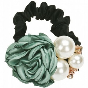 Headbands Pearls Beads Rose Flower Hair Band Rope Scrunchie Ponytail Holder - A - C718MHUEG9A $18.97