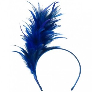 Headbands Fancy Feather Fascinator - Blue - C411GZA8RMX $25.17