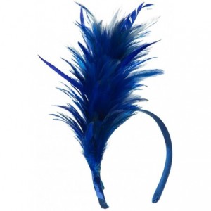 Headbands Fancy Feather Fascinator - Blue - C411GZA8RMX $13.35