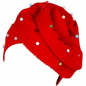 Skullies & Beanies Women Cotton Wrap Cap - India Floral Hat Muslim Chemo Beanie Hats - Red - CP18R3N8OC6 $27.72