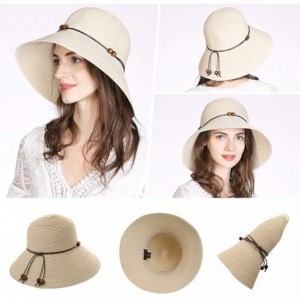 Sun Hats Packable UPF Straw Sunhat Women Summer Beach Wide Brim Fedora Travel Hat 54-59CM - 00762_khaki Beige - CM18TKKX4RC $...