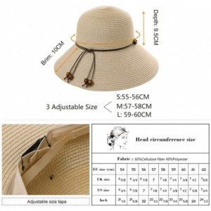 Sun Hats Packable UPF Straw Sunhat Women Summer Beach Wide Brim Fedora Travel Hat 54-59CM - 00762_khaki Beige - CM18TKKX4RC $...