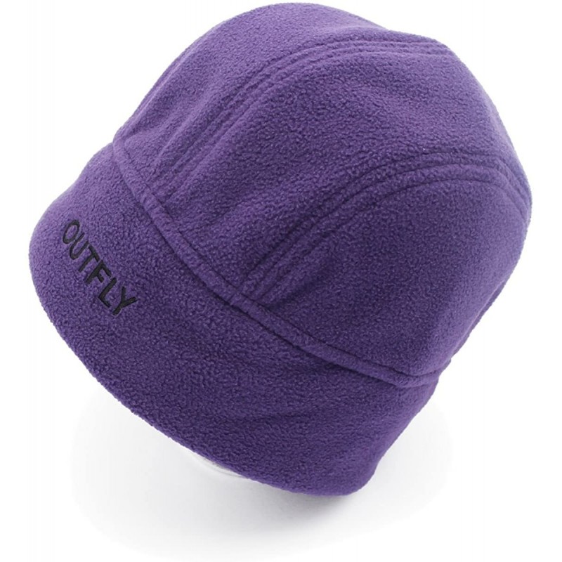 Skullies & Beanies Unisex Beanie Hats Skullcap Polar Fleece Skullies Cap Cotton Liner Men and Women Winter Hat - Purple - C91...