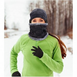 Skullies & Beanies 5 Pieces Winter Ski Warm Set Winter Knit Hat Neck Warmer Winter Knitted Gloves and Ear Warmer - Black - CR...