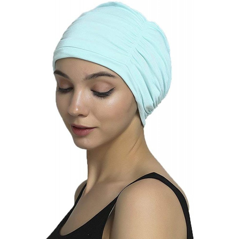 Skullies & Beanies Bamboo Fashion Chemo Cancer Beanie Hats for Woman Ladies Daily Use - Blue Green - C6182EA8U5Y $26.63