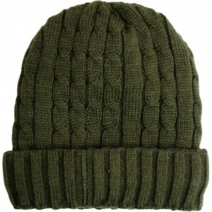 Skullies & Beanies Trendy Winter Warm Soft Beanie Cable Knitted Hat Cap For Women - Olive - C9127H066BT $22.20
